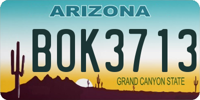 AZ license plate BOK3713