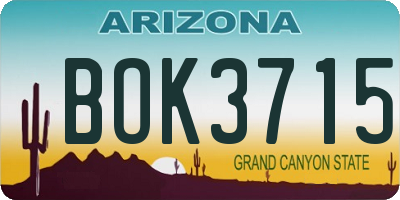 AZ license plate BOK3715