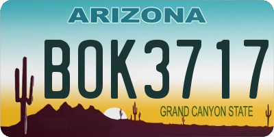 AZ license plate BOK3717