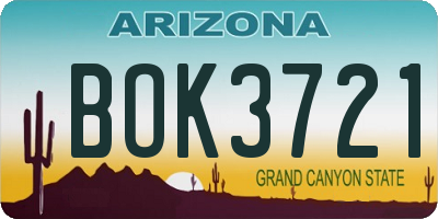AZ license plate BOK3721