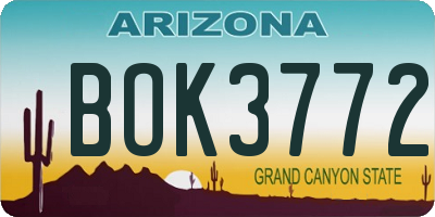 AZ license plate BOK3772
