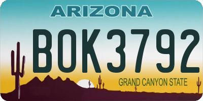 AZ license plate BOK3792