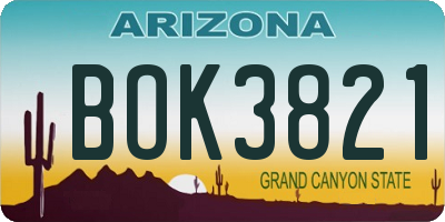 AZ license plate BOK3821