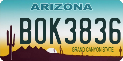 AZ license plate BOK3836