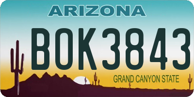 AZ license plate BOK3843
