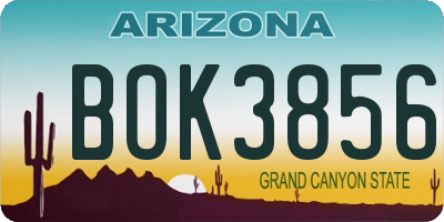 AZ license plate BOK3856