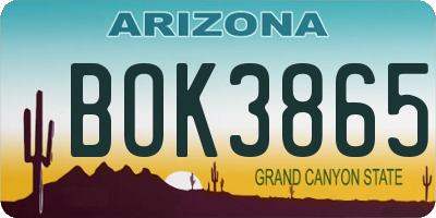 AZ license plate BOK3865