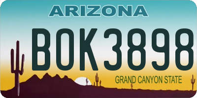 AZ license plate BOK3898