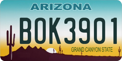 AZ license plate BOK3901