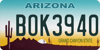 AZ license plate BOK3940