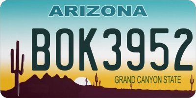 AZ license plate BOK3952