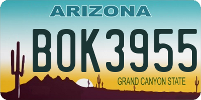 AZ license plate BOK3955