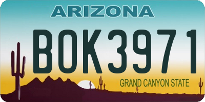AZ license plate BOK3971