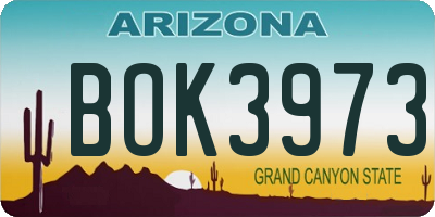 AZ license plate BOK3973