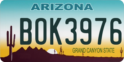 AZ license plate BOK3976