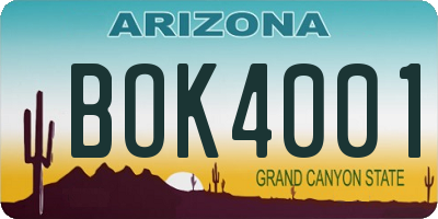 AZ license plate BOK4001