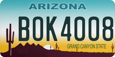 AZ license plate BOK4008
