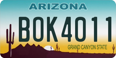 AZ license plate BOK4011