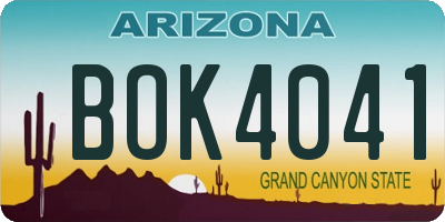 AZ license plate BOK4041