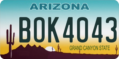 AZ license plate BOK4043