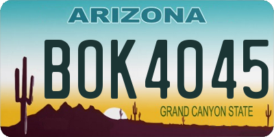 AZ license plate BOK4045