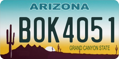 AZ license plate BOK4051