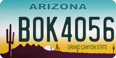 AZ license plate BOK4056