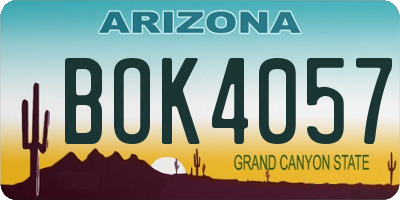 AZ license plate BOK4057