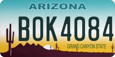 AZ license plate BOK4084