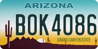 AZ license plate BOK4086