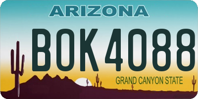 AZ license plate BOK4088