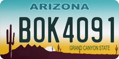 AZ license plate BOK4091