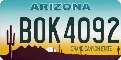 AZ license plate BOK4092