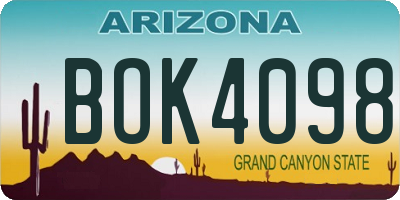 AZ license plate BOK4098