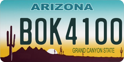 AZ license plate BOK4100