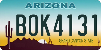 AZ license plate BOK4131