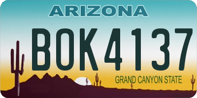 AZ license plate BOK4137