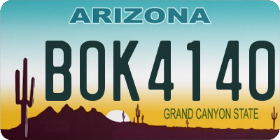 AZ license plate BOK4140