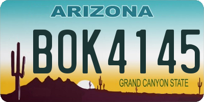 AZ license plate BOK4145