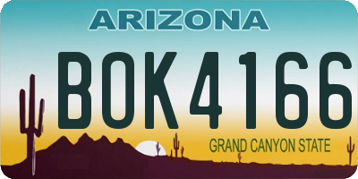 AZ license plate BOK4166