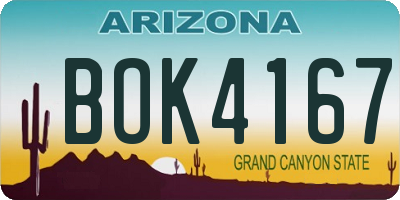 AZ license plate BOK4167