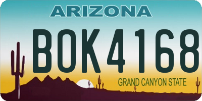 AZ license plate BOK4168
