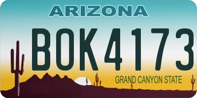 AZ license plate BOK4173