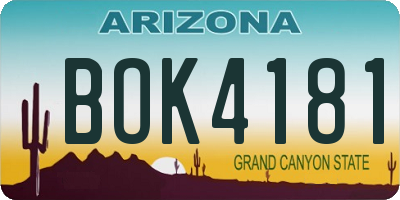 AZ license plate BOK4181