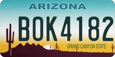 AZ license plate BOK4182