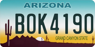 AZ license plate BOK4190