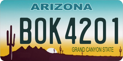 AZ license plate BOK4201