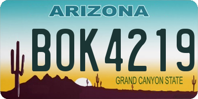 AZ license plate BOK4219