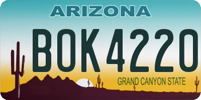 AZ license plate BOK4220