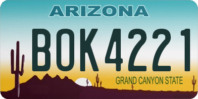 AZ license plate BOK4221